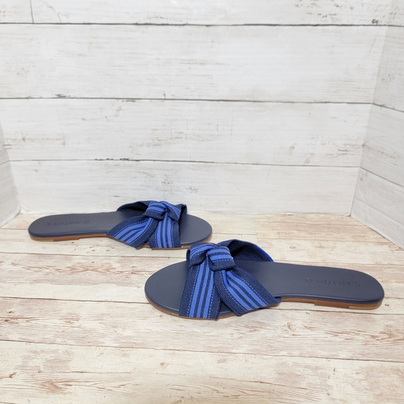 Rothy’s New The Knot in Cobalt Stripe Flat Sandal Slide Womens 8 - Picture 9 of 11